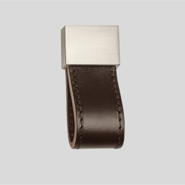 Boucle cuir marron/couleur inox 188