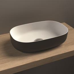 Vasque Hades solid surface noir mat - intérieur blanc dim. 400 x 320mm