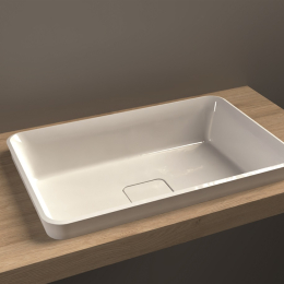 Vasque Satu semi encastrée marbre reconstituée blanc brillant dim. 579 x 37