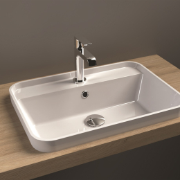 Vasque Orion semi encastrée marbre reconstituée blanc brillant dim. 550 x 3