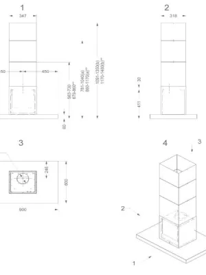 Hotte décorative îlot D7640