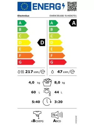 Lave-linge séchant Tout-intégrable EW8W3816BI