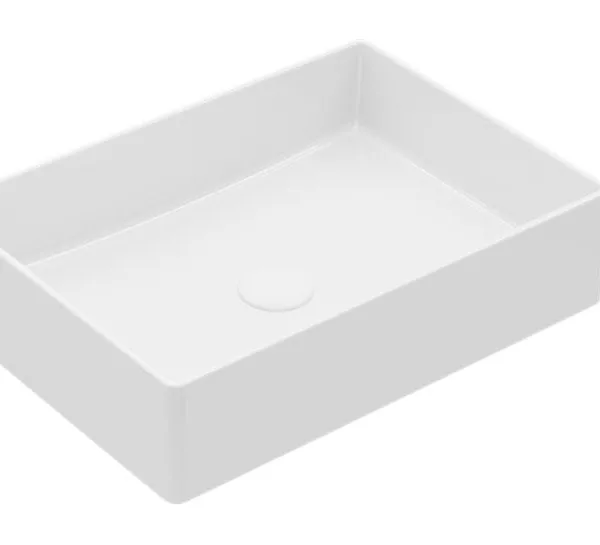 Vasque rectangle blanc mat à poser
