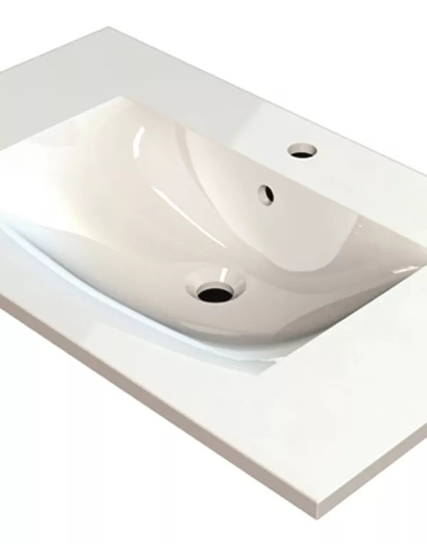 Vasque à encastrer-MARMITE- minéral composite blanc brillant MEGX 800C