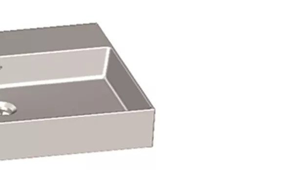 Plan Vasque OGPLAN cuve rectangulaire en solid surface blanc mat 600mm