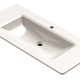 Vasque à encastrer-MARMITE- minéral composite blanc brillant NOBX 1060