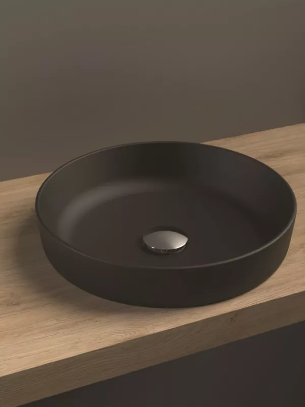 Vasque Lyre semi encastrée céramique noir mat diam. 400mm